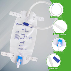 3 Pack Easy-Tap Catheter Leg Bag Urinary Drainage Bag, 500Ml, Anti-Reflux Valve,
