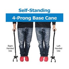 RMS Quad Cane – Adjustable Walking Cane with 4-Pronged Base for Extra Stabili…