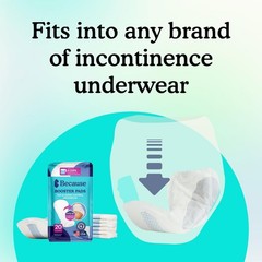 Because 88 Pack Overnight Booster Pads White Unisex Incontinence Underwear