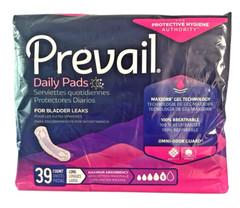 Prevail Daily Pads Maximum Absorbency Incontinence Bladder Leak Protection 39 Ct