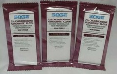 3 x New Sage 2% Chlorhexidine Gluconate Cloth Non-Sterile