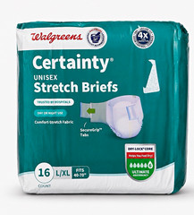 Walgreens Certainty Stretch Briefs L/XL Ultimate Absorbency 16 Ct White