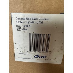 Drive Medical General Use Back Cushion 14920 Wheelchair Support 20x17x2.5 Black