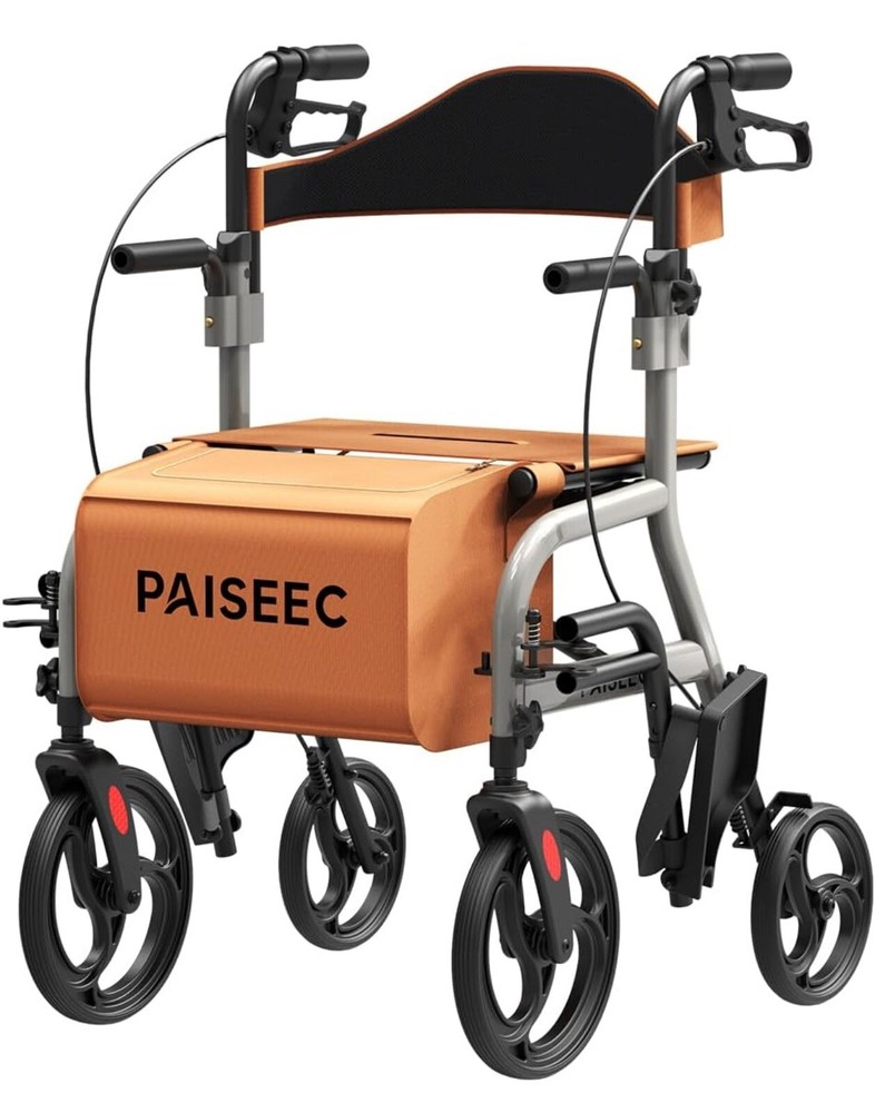 Paiseec Portable Folding Walker with Seat for Adults & Seniors