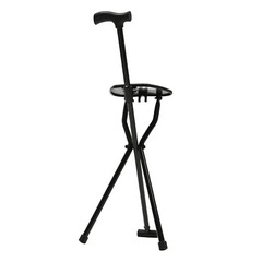 3 Legged Portable Folding Walking Stick with Seat Travel Hiking Cane Chair Stool