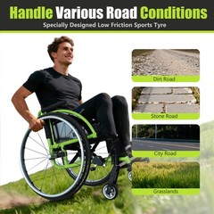 All Aluminum Foldable Lightweight Wheelchair, Adult Sport Wheelchair, 24″ Quick