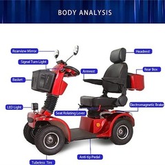 4 Wheel 500W Mobility Scooters 48V 20Ah 31 miles10mph 330lbs for Adult Senior