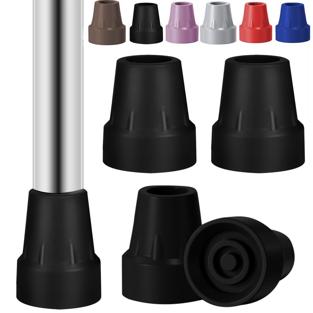 4 Pack Replacement Rubber Cane Tips 3/4 Inch Heavy Duty Rubber Crutch Tips Non S