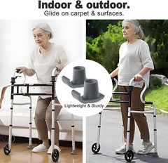 Walker Ski Glides, Universal Fit for Folding Walkers, Easy Install Durable Rubbe