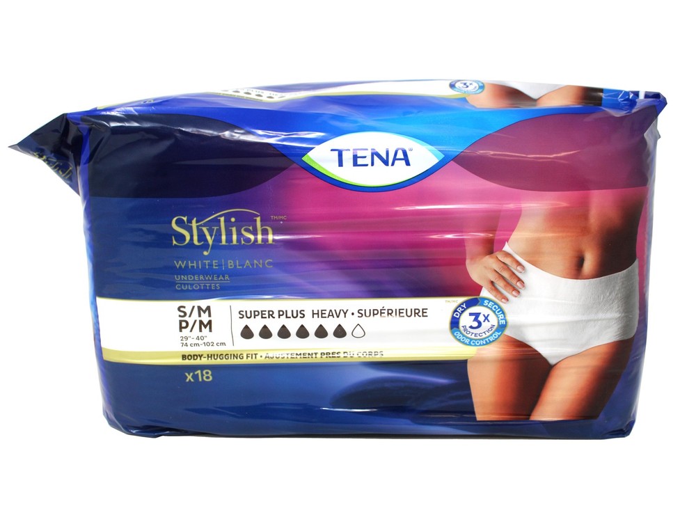 TENA Super Plus Absorbency Incontinence Underwear for Women, Sm/Med, 18 Count