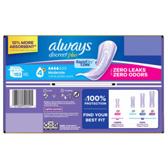 Always Discreet plus Incontinence Pads for Women Moderate 153 ct.