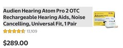 Audien Hearing Atom PRO 2 CIC Rechargeable Hearing Aids, Noise Cancelling, UV C…