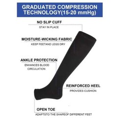 Compression Socks Leg Support Stockings Womens Mens 15-20 mmHG Open Toe XXL