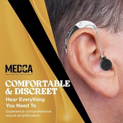 Black BTE Sound Amplifier for Enhanced Hearing – Easy Controls, Stylish Design
