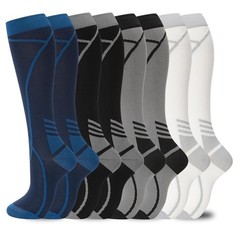 Compression Socks Unisex Adults Large-X-Large 02-8 Pairs-blue/Black/White/Grey