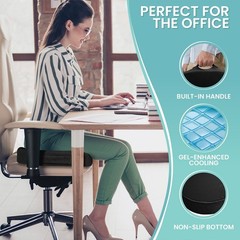 Gel Enhanced Memory Foam Seat Cushion Pillow Office Desk Chair Wheelchair, Black
