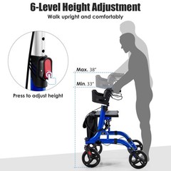 Gymax 2-In-1 Aluminum Rollator Walker Seat Mobility Walking Aid W/ 8 Wheels