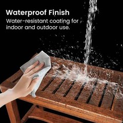 CONSDAN Shower Bench, Extra Large Capacity, USA Solid Oak, Waterproof Finish