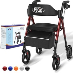 Walkers for Seniors,Foldable Walker with Seat,Aluminum Supports 330lb,8″ Wheels