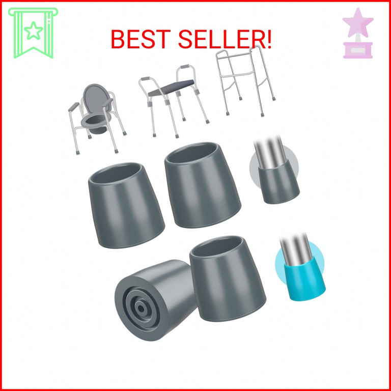 supregear Rubber Walker Tips – Walker Feet Replacement – Walker Leg Caps – Heavy