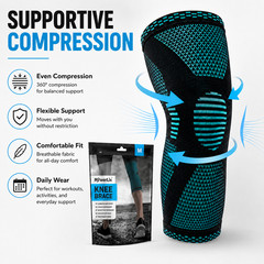 POWERLIX Knee Brace Compression Sleeve Support Men Women Running Gym Medium Teal