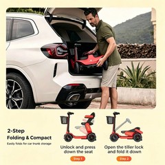 4 Wheel Folding Mobility Scooter Electric Power Wheelchairs Long Range 25/40Mile