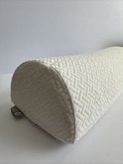 White Memory Foam Half Moon Bolster Pillow, Removable Cover, Hidden Zipper 21” L