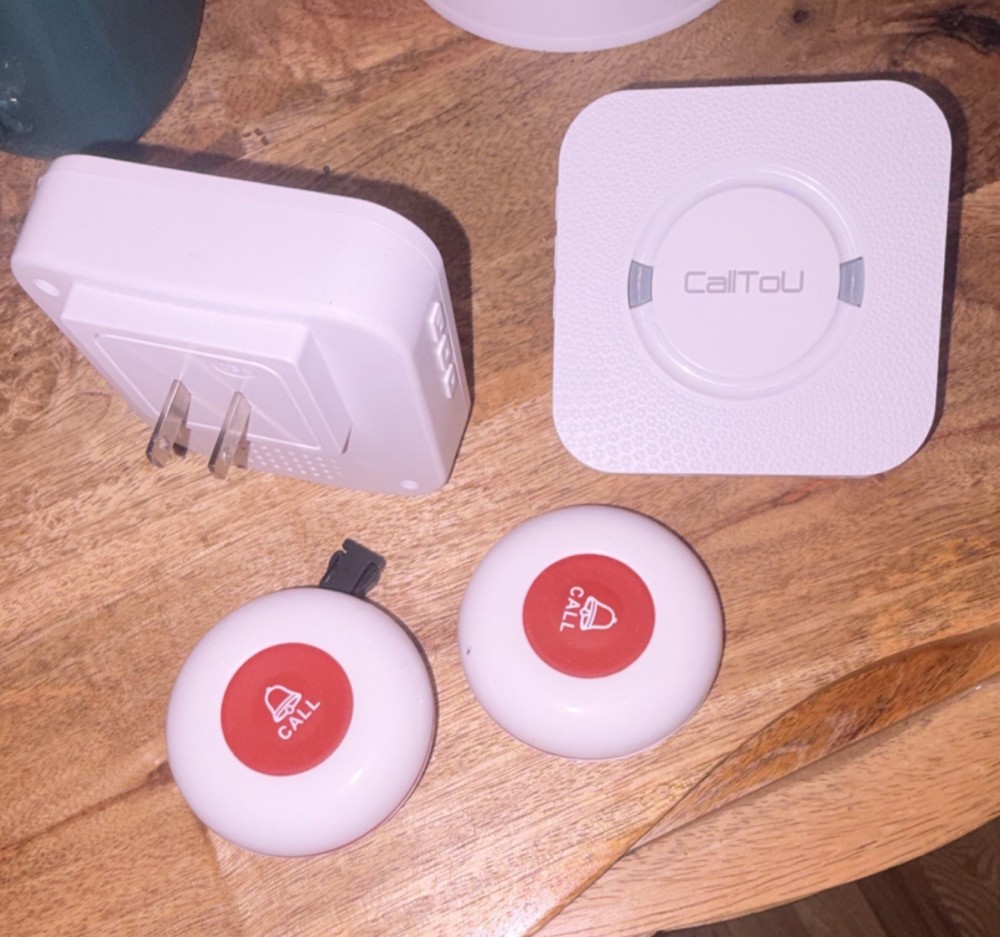 CallToU Wireless Caregiver Call Button System White Red with Base Station