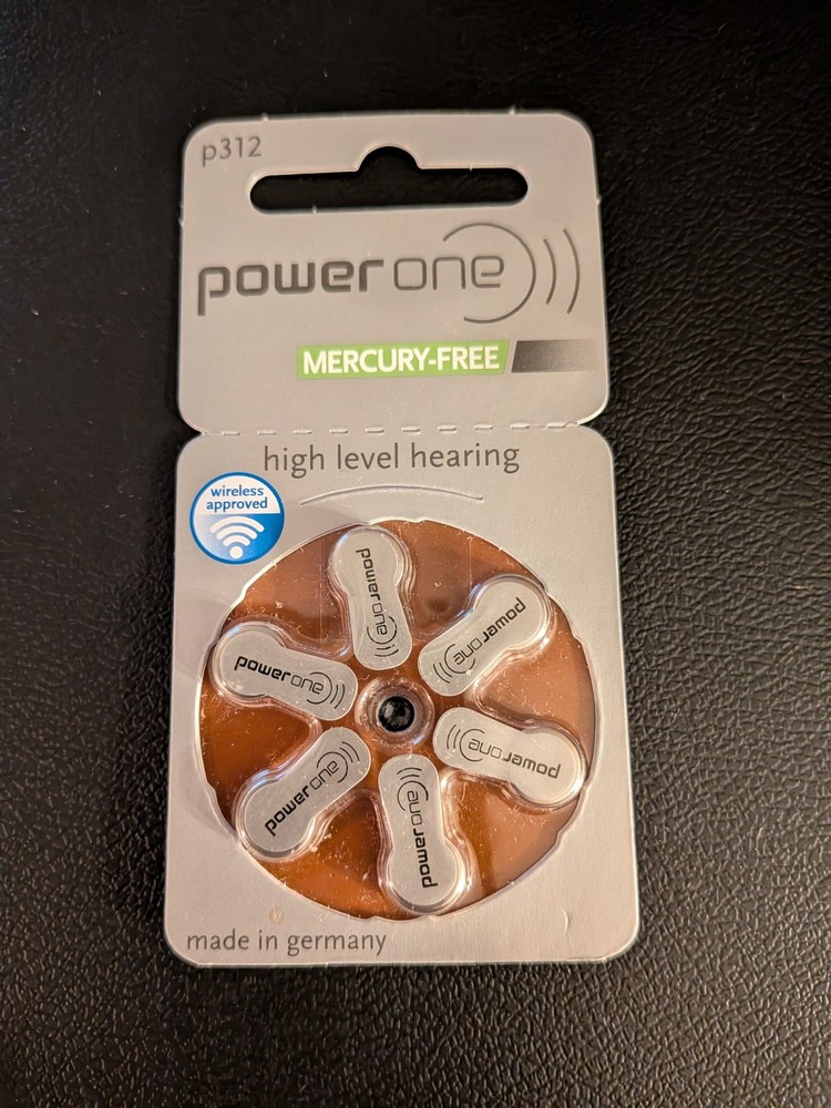 Power One Size 312 Zinc Air No Mercury (60 batteries) Exp 2021