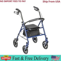 Drive Medical Four Wheel Rollator Rolling Walker with Fold Up Removable Back Sup