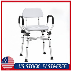 Padded Shower Chair with Arms & Back, Heavy Duty Adjustable, 500 lb