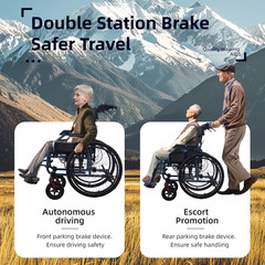 Aluminium Multi-functional Manual Wheelchair One-button Adjustable Handrail FDA