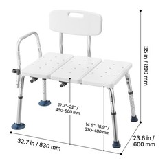 Uimoso Adjustable Tub Transfer Bench with Armrest and Backrest, Supports 400lbs