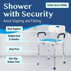 Bath Stool Shower Chair with Back Bath Seat & Arms Adjustable Height-300lbs