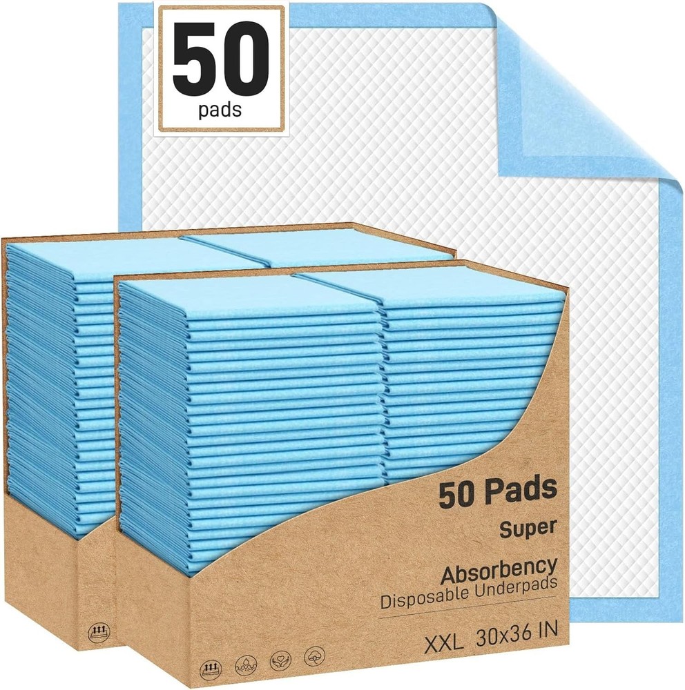 Super Absorbency Disposable Underpads, 30” x 36” (50 Count)