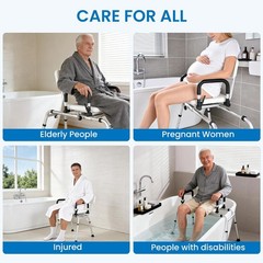 Sliding Tub Transfer Bench Adjust Height Shower Chair W/360 Degree Swivel Seat