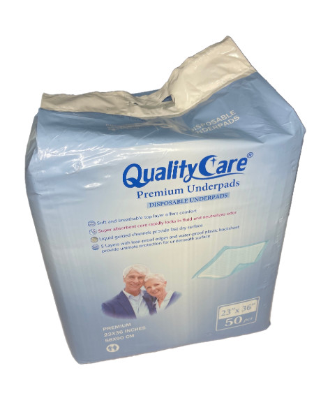 QualityCare Premium Adult Disposable Underpads 50 Count Large (23″x36″)