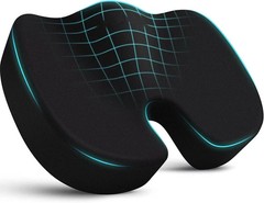 Seat Cushion, Memory Foam Chair Pad Cushion for Back Tailbone Pain Relief Black