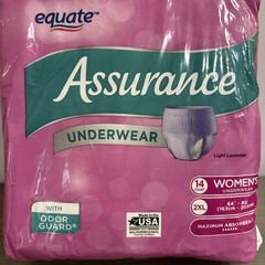 Women’s Equate Assurance Underwear with Odor Guard Size 2XL (14 count) Lavender