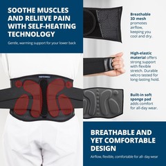 Strong Self-Heating Fit Lower Back Brace – Advanced Composite Fiber Suppor