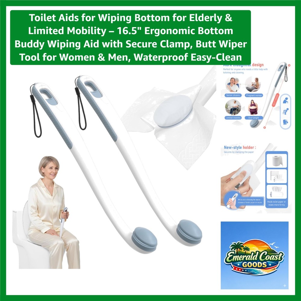 Toilet Aids for Wiping Bottom for Elderly & Limited Mobility – 16.5″ Ergonomi…