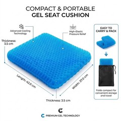 Honeycomb Gel Seat Cushion Blue – Cooling Orthopedic Pressure Relief Pad