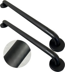 2 Pack 18 Inch Matte Black Knurled Shower Grab Bars ADA 304 Stainless Steel