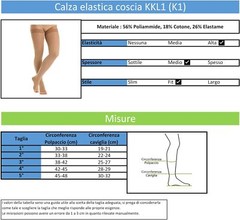 KKL1 ANTI-THROMBO COTTON ELASTIC THIGH SOCK ON THE SKIN 18/21mmHg MADE IN ITALY