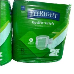 40 Count Medline FitRight OptiFit Extra Briefs Size 2XL (2×20 Count 60-70 Inches