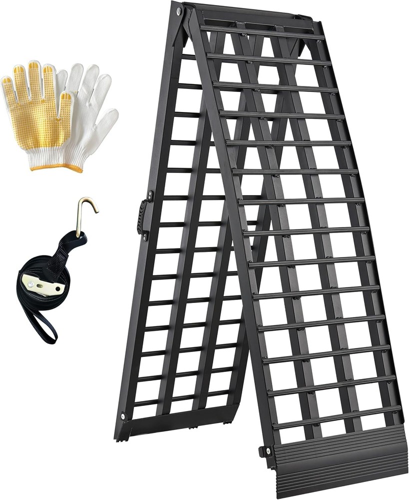 10ft Motorcycle Ramp 1500LBS Capacity, 120″x17.7″ Black Truck Ramps, W:17.7″