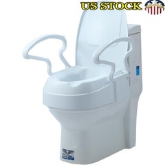 Adjustable Height Toilet Seat Riser W/ Handle Supports 300LBS Seniors & Recovery