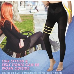 Beister 20-30 mmHg 1 Pair Compression Stockings Women & Men M Med Black Open Toe