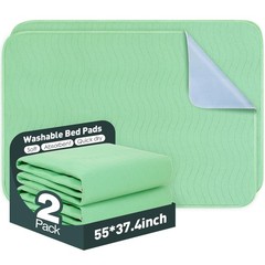 2 PCS Bed Pads Washable Waterproof 55×37 Inch Reusable Mattress Protector