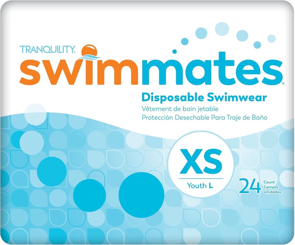 Swimmates Disposable Adult Swim Diapers, Youth L (17″- 28″ Waist) Adult XS, 24ct